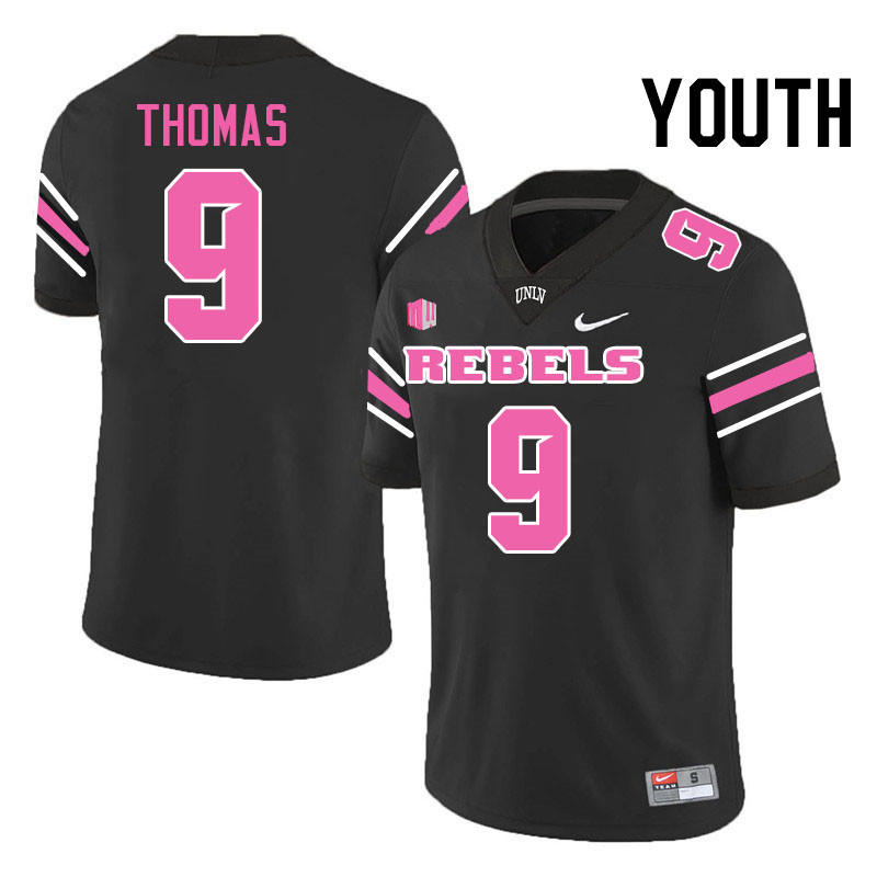 Youth #9 Jai'Den Thomas UNLV Rebels College Football Jerseys Stitched-Black